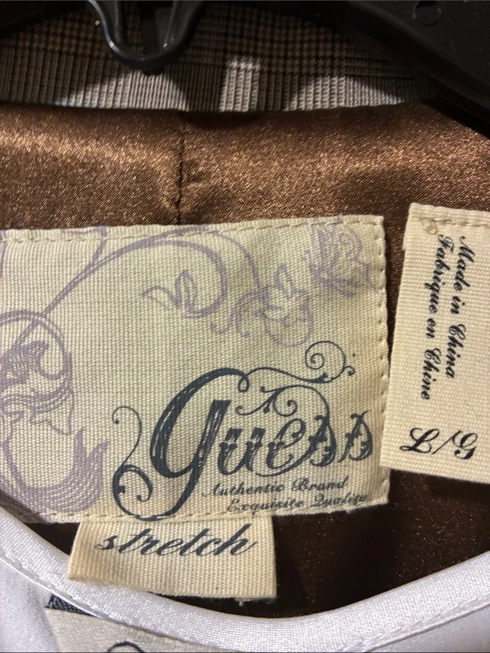 Guess Taupe Plaid Short-Sleeve Blazer and Bermuda Short Set